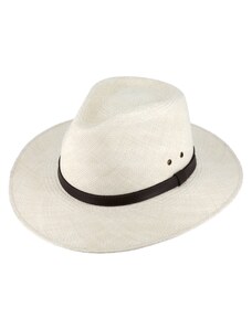 Fiebig - Headwear since 1903 Letný panamský klobúk Fedora - ručne pletený - s koženým pásikom - Ekvádorská panama