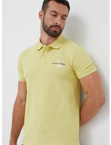 Polo tričko Calvin Klein Jeans pánske, žltá farba, s potlačou, J30J323395