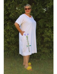 Poľsko Ľanové šaty s maľovanou aplikáciou