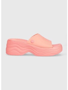 Šľapky Crocs Skyline Slide dámske, ružová farba, na platforme, 208182