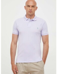 Bavlnené polo tričko Polo Ralph Lauren fialová farba, jednofarebný, 710536856