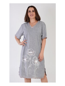 Vienetta Dámska nočná košeľa s krátkym rukávom Leona, farba šedá, 70% bavlna 30% polyester