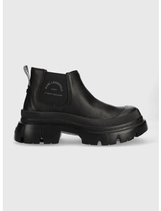 Topánky chelsea Karl Lagerfeld TREKKA MAX dámske, čierna farba, na platforme,