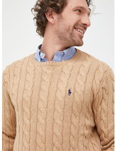 Bavlnený sveter Polo Ralph Lauren pánsky, béžová farba, tenký, 710775885014