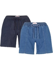 bonprix Džínsové šortky, strečové (2 ks v balení), farba modrá