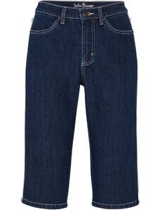bonprix Strečové džínsové bermudy, vysoký pás, po kolená, farba modrá