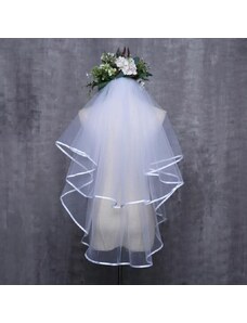 HollywoodStyle svadobné závoj s lemováním - výber farieb: Bílá Tyl