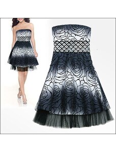 HollywoodStyle krátke černo-biele spoločenské šaty: Černobílá Taft M
