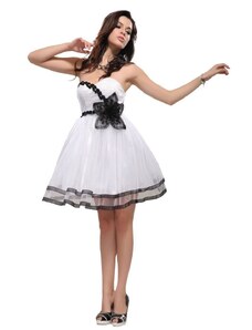 HollywoodStyle luxusné krátke bílo-čierne spoločenské šaty: Černobílá Tyl S-M