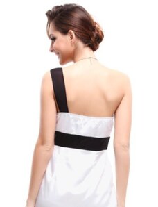 HollywoodStyle krátke černo-biele spoločenské šaty na jedno rameno: Černobílá Polyester S