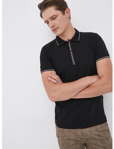 Polo tričko Armani Exchange čierna farba, s potlačou, 8NZF71 ZJH2Z