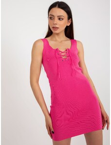 Fashionhunters Dark pink fitted knitted dress