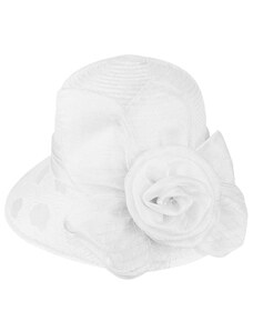 Biju Dámsky klobúk T23-20 s ozdobnou veľkou ružou, bielej farby 9001628-1