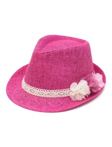 Art of Polo dievčenský klobúk tmavo ružový s kvietkami