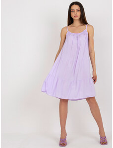 O BELL Svetlo-fialové letné voľné volánové šaty na ramienka