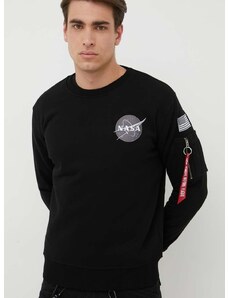 Mikina Alpha Industries Space Shuttle Sweater 178307.03, pánska, čierna farba, s potlačou