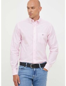 Bavlnená košeľa Gant pánska, ružová farba, regular, s golierom button-down
