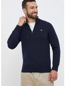 Bavlnený sveter Gant tmavomodrá farba