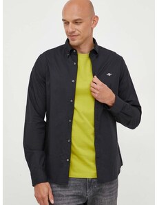 Bavlnená košeľa Gant pánska, čierna farba, slim, s golierom button-down