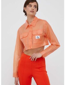 Bunda Calvin Klein Jeans dámska, oranžová farba, prechodná