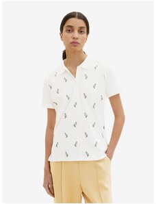 Cream Women's Patterned Polo T-Shirt Tom Tailor - Women
