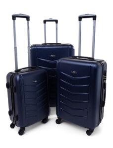 Rogal Modrá sada 3 odolných elegantných plastových kufrov "Armor" - veľ. M, L, XL
