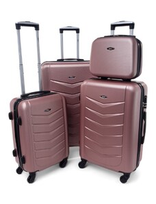 Rogal Zlato-ružová sada 4 elegantných plastových kufrov "Armor" - veľ. S, M, L, XL