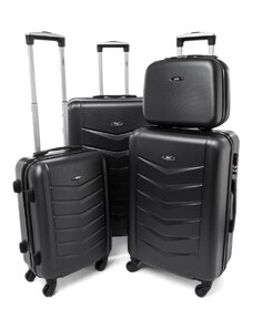 Rogal Čierna sada 4 elegantných plastových kufrov "Armor" - veľ. S, M, L, XL