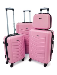 Rogal Ružová sada 4 elegantných plastových kufrov "Armor" - veľ. S, M, L, XL