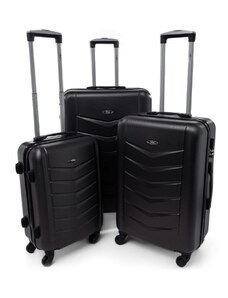 Rogal Čierna sada 3 odolných elegantných plastových kufrov "Armor" - veľ. M, L, XL