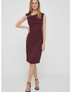 Šaty Lauren Ralph Lauren bordová farba, mini, priliehavá