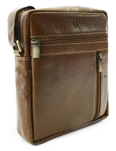 Arwel Tmavo hnedý pánsky kožený zipsový crossbag Ersi