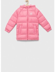Detská páperová bunda adidas Originals DOWN JACKET ELO ružová farba