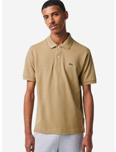 Bavlnené polo tričko Lacoste L1212-001, béžová farba, jednofarebné