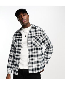 ADPT oversized boxy flannel check overshirt in white