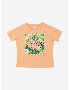 Detské bavlnené tričko Kenzo Kids Short Sleeves Tee-Shirt oranžová farba