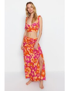 Trendyol Collection Súprava sukní s viazanou blúzkou s kvetinovým vzorom