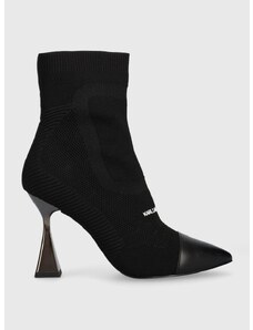 Členkové topánky Karl Lagerfeld DEBUT dámske, čierna farba, na podpätku, KL32061