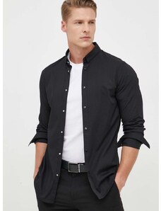 Košeľa Armani Exchange pánska, čierna farba, slim, s golierom button-down