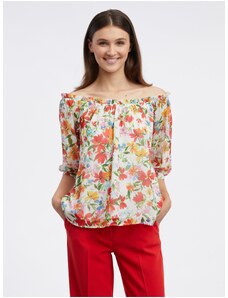 Orsay Red-Cream Ladies Floral Blouse - Women