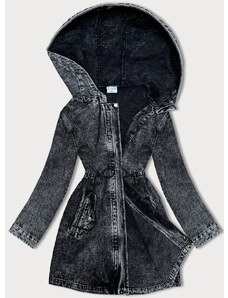 P.O.P. SEVEN Čierna džínsová bunda s kapucňou (POP7015-K)
