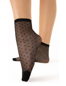 Fiore Čierne vzorované silonkové ponožky Lara 20 DEN