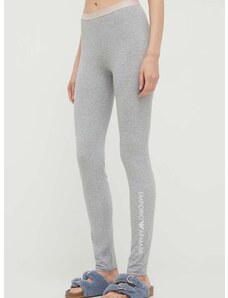 Legíny Emporio Armani Underwear šedá farba, s potlačou