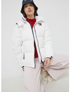 Páperová bunda Tommy Jeans dámska, biela farba, DW0DW14661