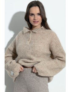 fobya Elegantný sveter na zips z alpakovej vlny F1393 3336