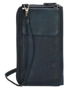 Beagles Tmavomodrá kožená kabelka na mobil + peňaženka 2v1 „Dayana“