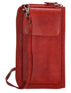 Beagles Červená kožená kabelka na mobil + peňaženka 2v1 „Dayana“