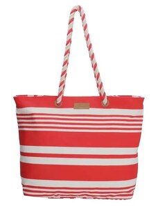 PE-Florence Červeno-biela pruhovaná plážová taška "Vacation"