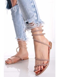 Givana Ružovozlaté nízke sandále Loryna