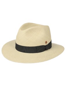 Luxusný panamský klobúk Fedora Bogart s čiernou stuhou - ručne pletený, UV faktor 80 - Ekvádorská panama - Mayser Menton